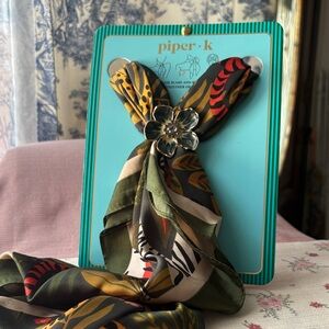Piper K Floral Green Silk Scarf